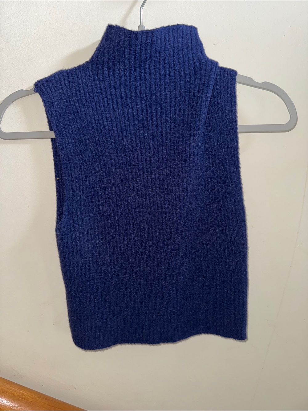 Sleeveless Ribbed Turtleneck Sweater - Navy